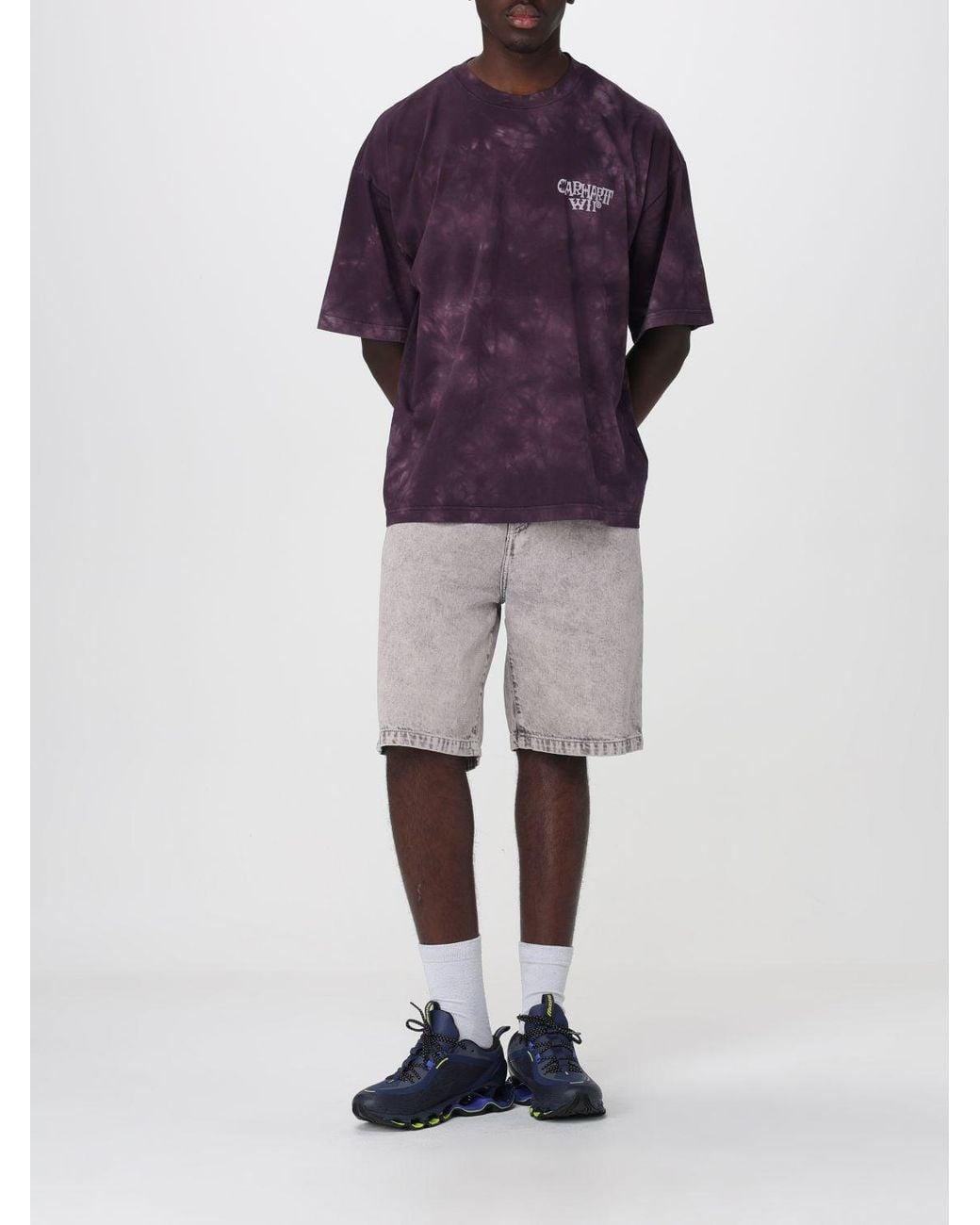 Carhartt Purple Cotton Crew Neck T-Shirt With Print for men