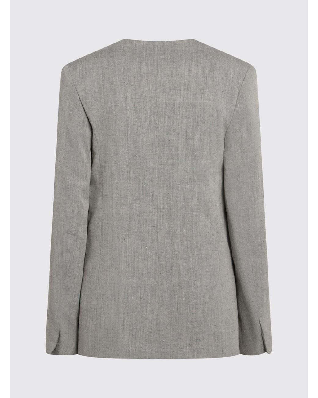 Loulou de Saison Gray Double Breasted Linen Blend Blazer