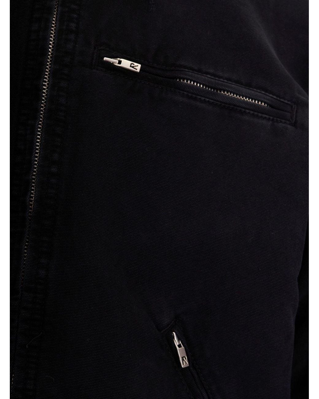 Represent Blue Cotton Denim Shirt Jacket With Zip Closure for men