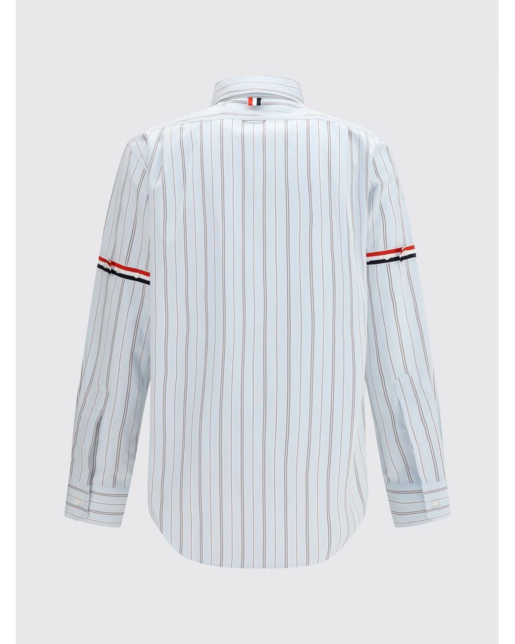 Thom Browne Blue Striped Cotton Shirt With Button-Down Collar for men