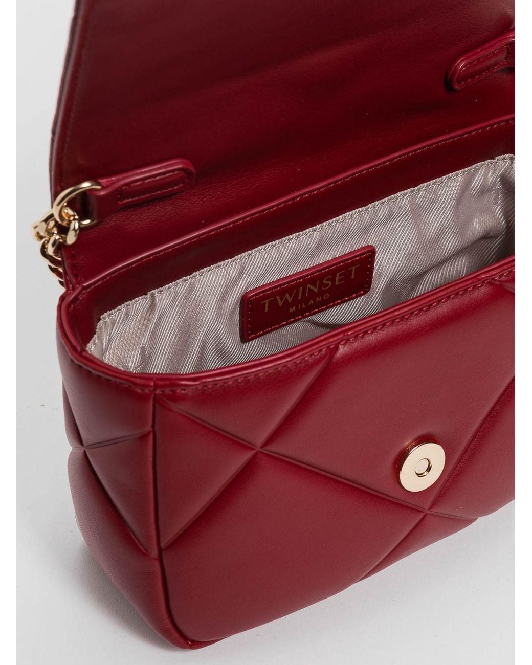 Twinset White Quilted Mini Bag With Adjustable Strap And Logo