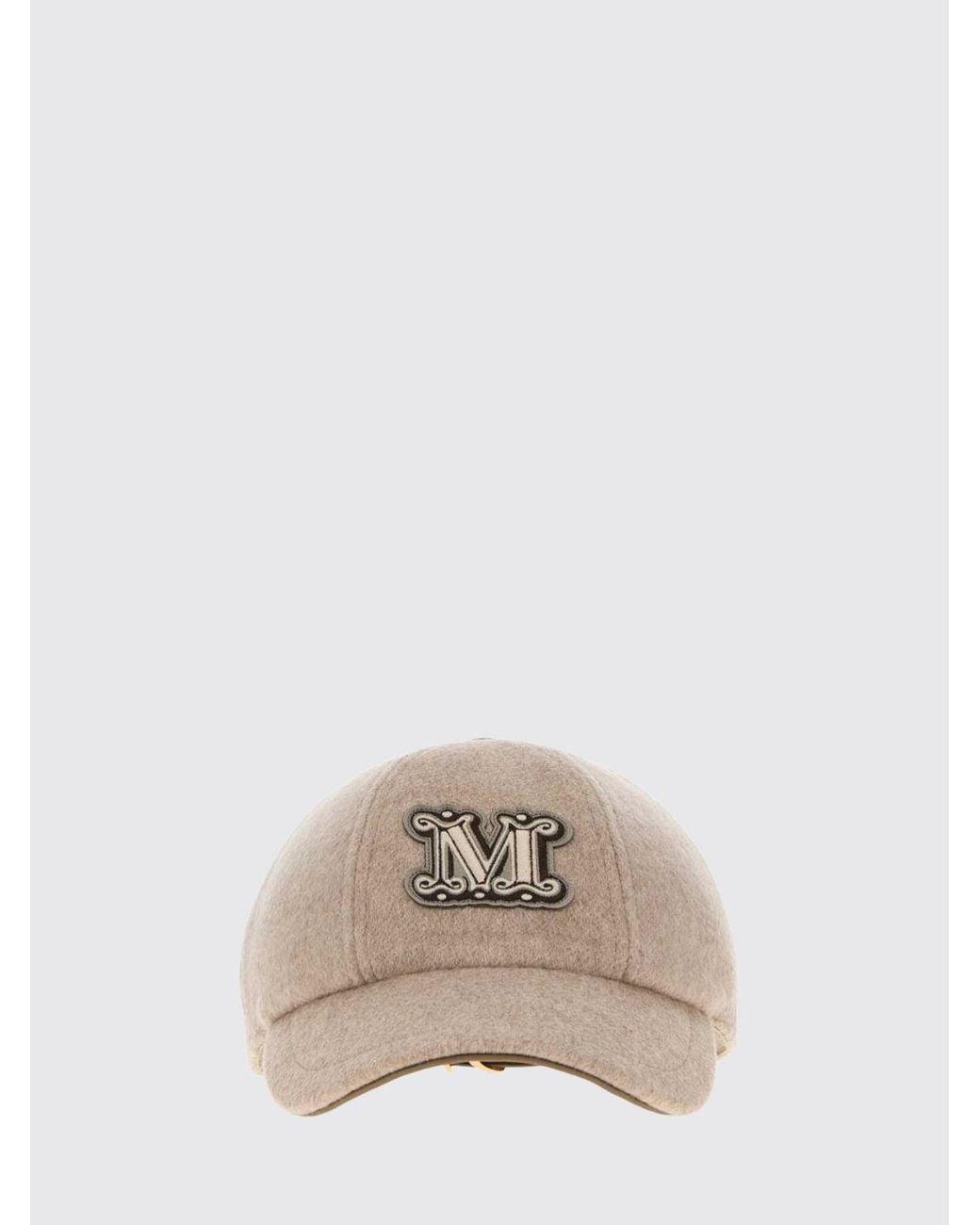 Max Mara Natural Pure Cashmere Baseball Cap With Embroidered Monogram