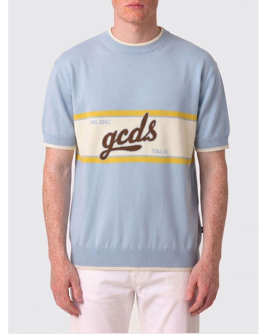 Gcds Blue Crew Neck Jumper for men