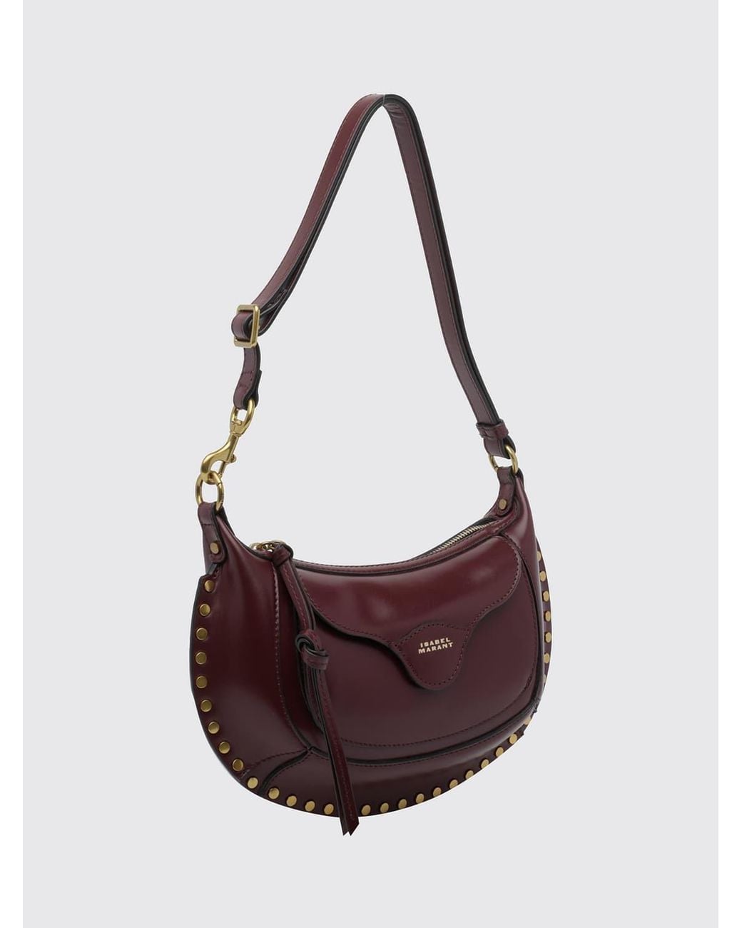 Isabel Marant Purple Oskan Moon Smooth Leather Crossbody Bag With Studs