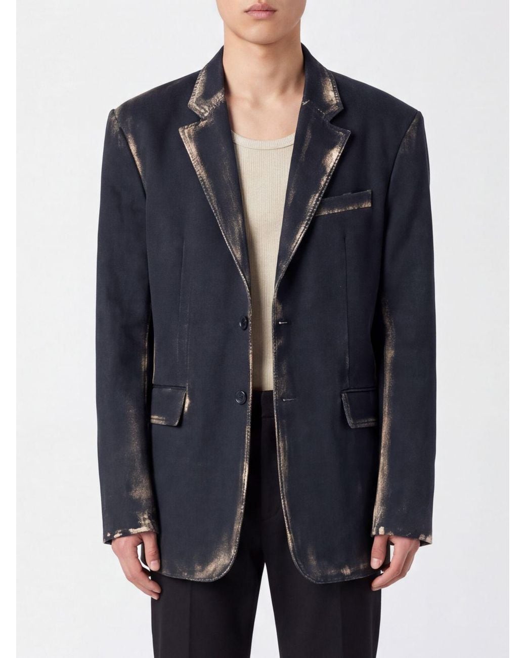 Camper Blue Single-Breasted Distressed Denim Blazer With Lapels And A Back Vent for men