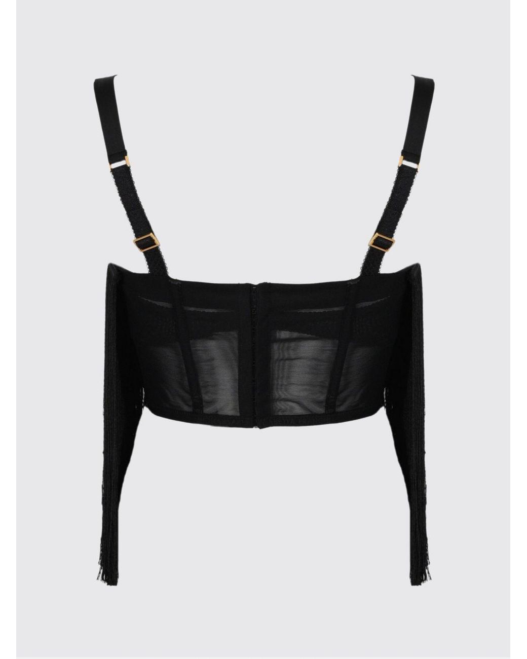 Elisabetta Franchi Blue Fringed Tulle Crop Top