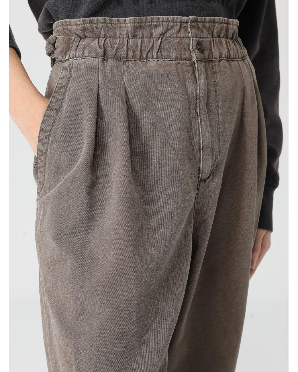 Isabel Marant Gray Cotton And Linen Pants