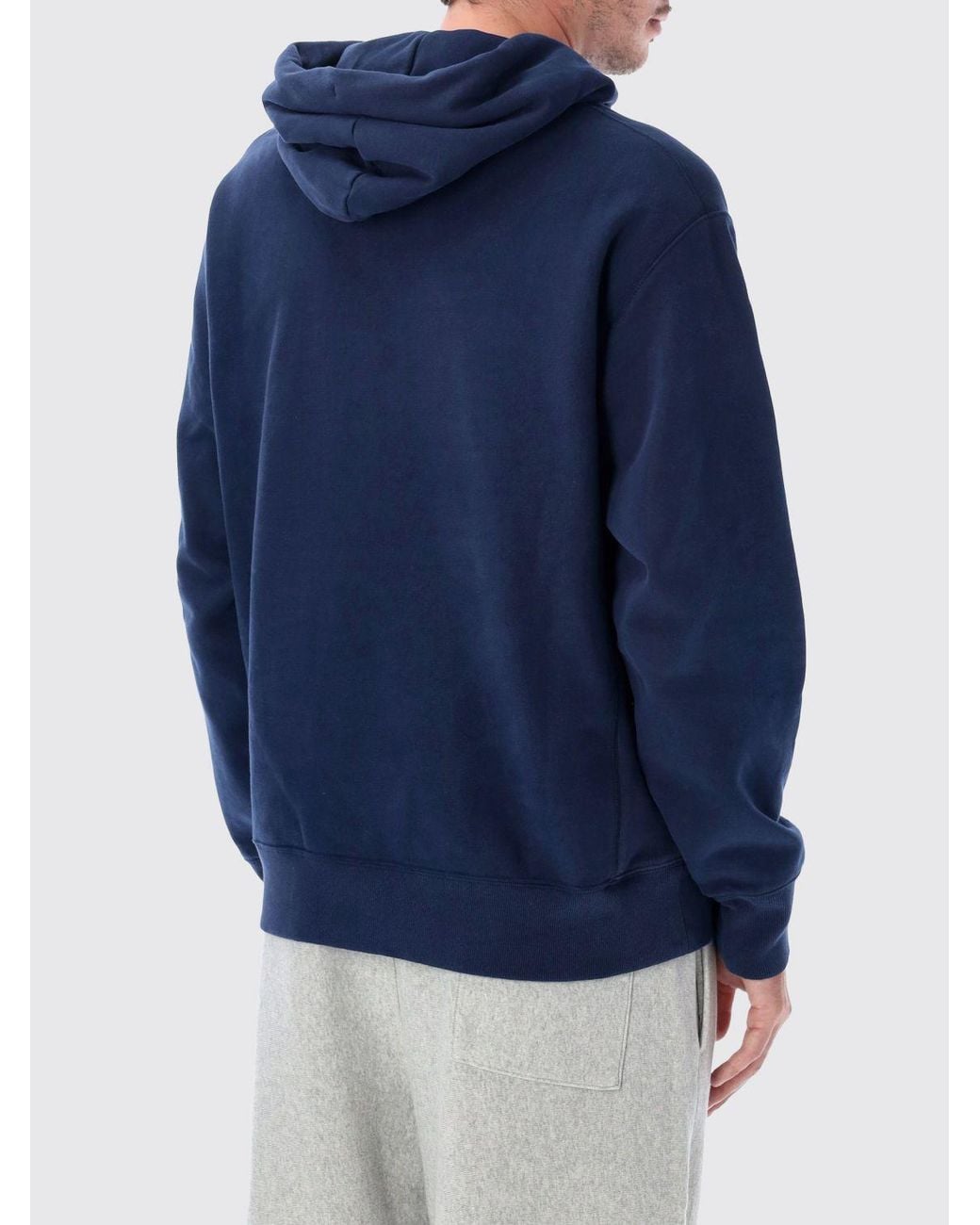 Champion Blue Oversized Cotton Hoodie With Contrast Logo for men