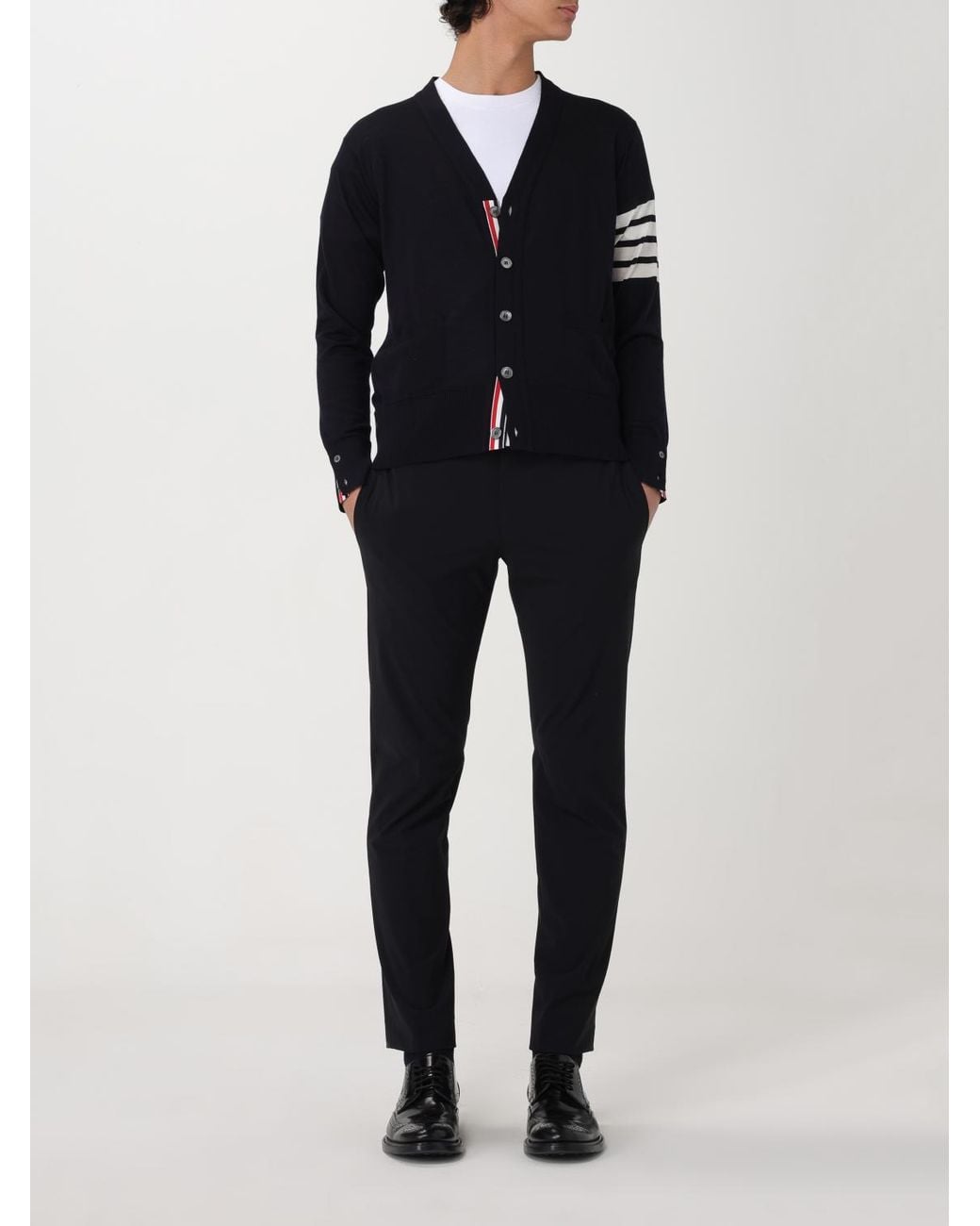 Thom Browne Blue Ribbed Wool Crewneck Sweater for men