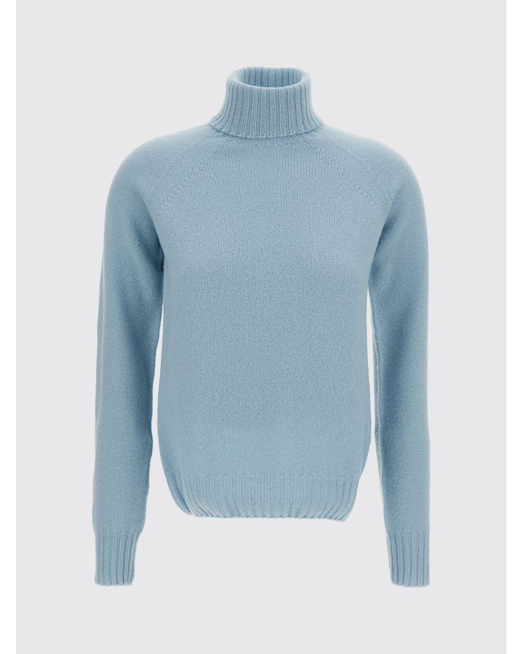Drumohr Blue Lambswool Turtleneck Jumper With Dropped Shoulders