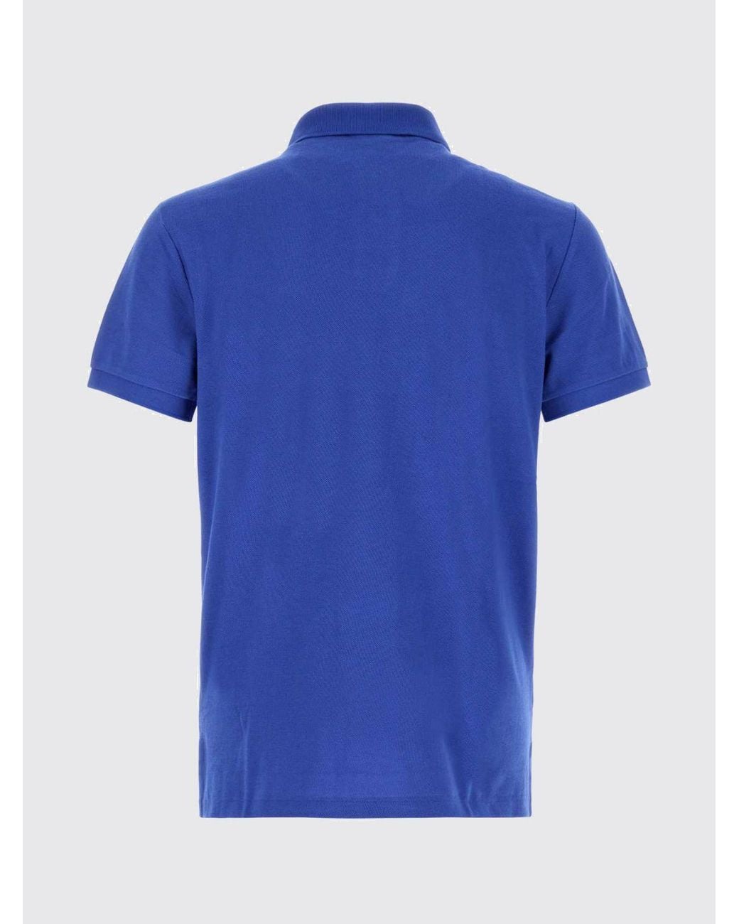 Polo Ralph Lauren Blue Short-Sleeve Cotton Polo Shirt With Contrasting Embroidered Logo for men