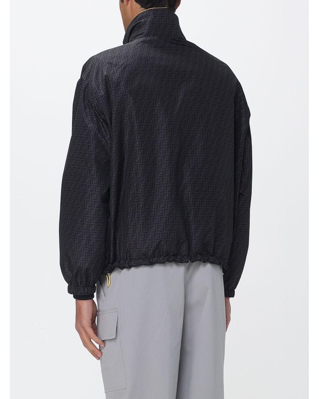 Fendi Blue Nylon Windbreaker With Hood for men