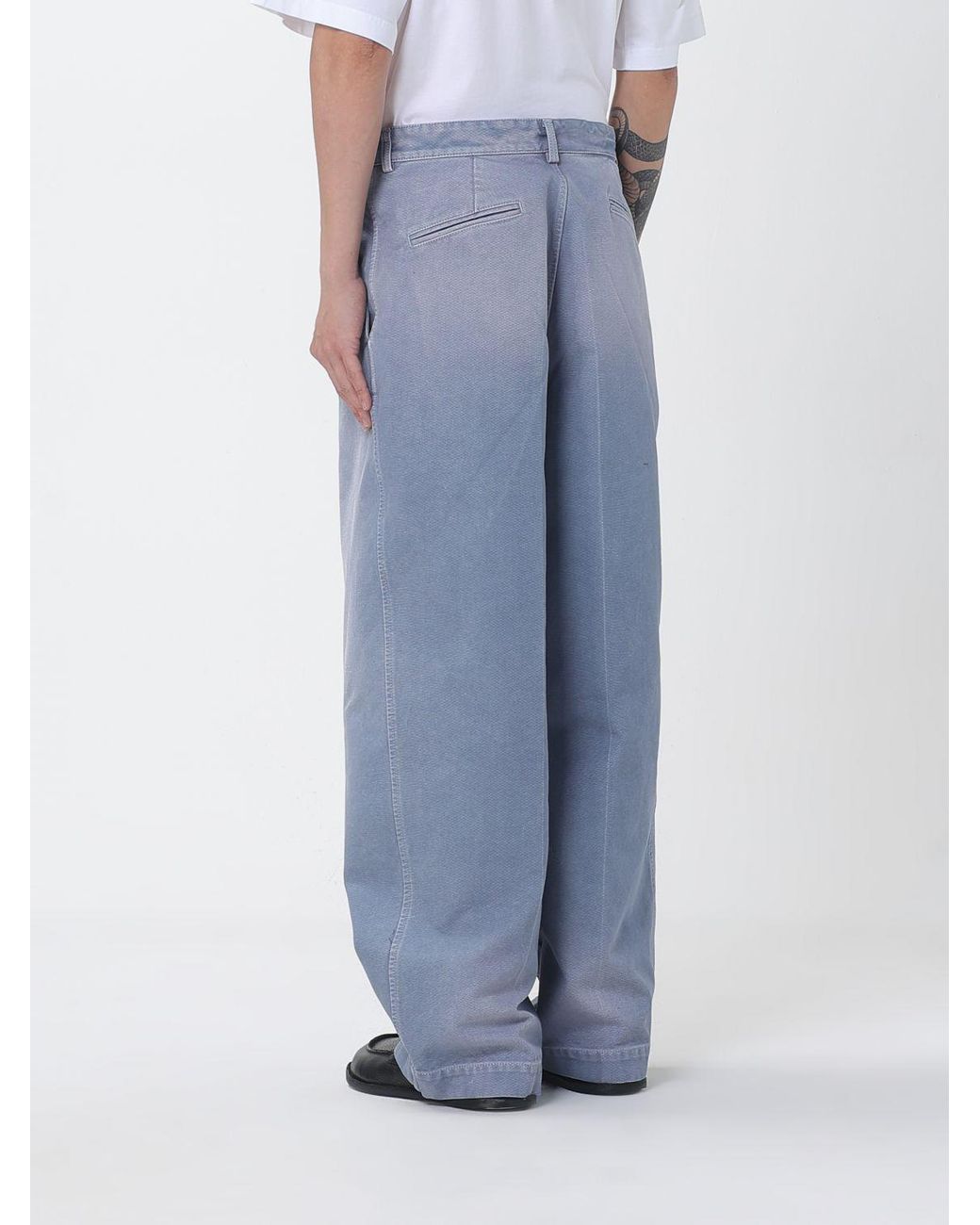 Marni Blue Cotton Wide-Leg Trousers for men