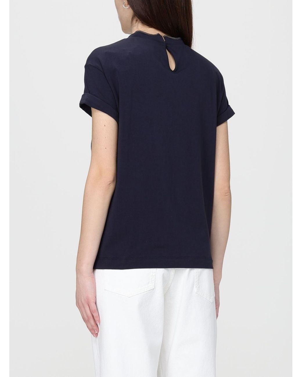 T-Shirt Basic di Brunello Cucinelli in Blue