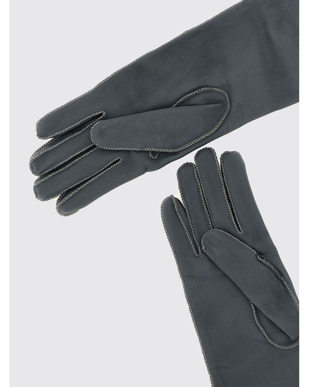Agnona Black Calfskin Nappa Leather Gloves With Exposed Stitching