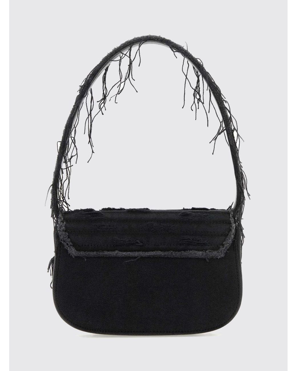 DIESEL Black 1Dr Cotton Shoulder Bag With Fringes And Oval D Logo