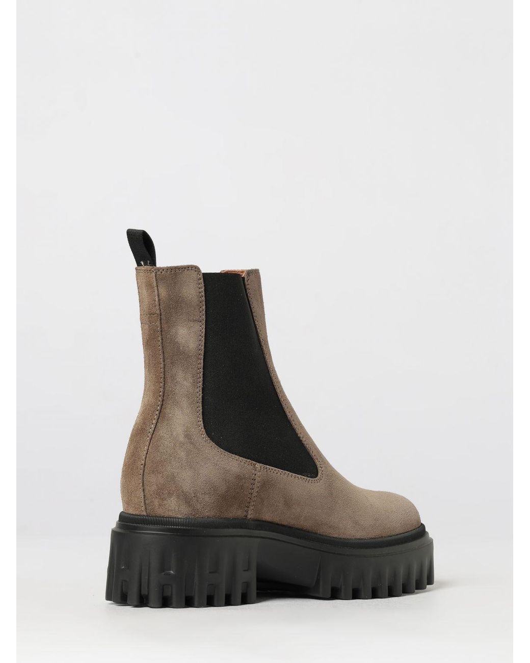 Hogan Brown H700 Suede Chelsea Boots With Lug Sole