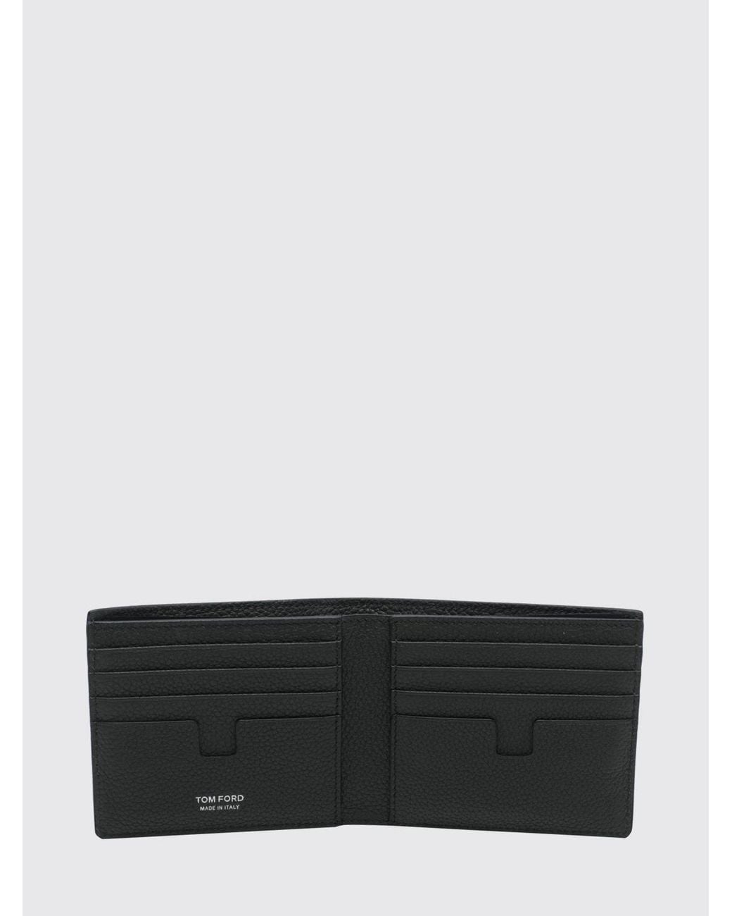 Tom Ford White Grained Calfskin Leather Bifold Wallet With Foil Logo for men