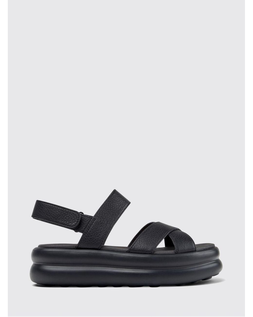Camper White Pelotas Flota Up Grained Leather Sandals