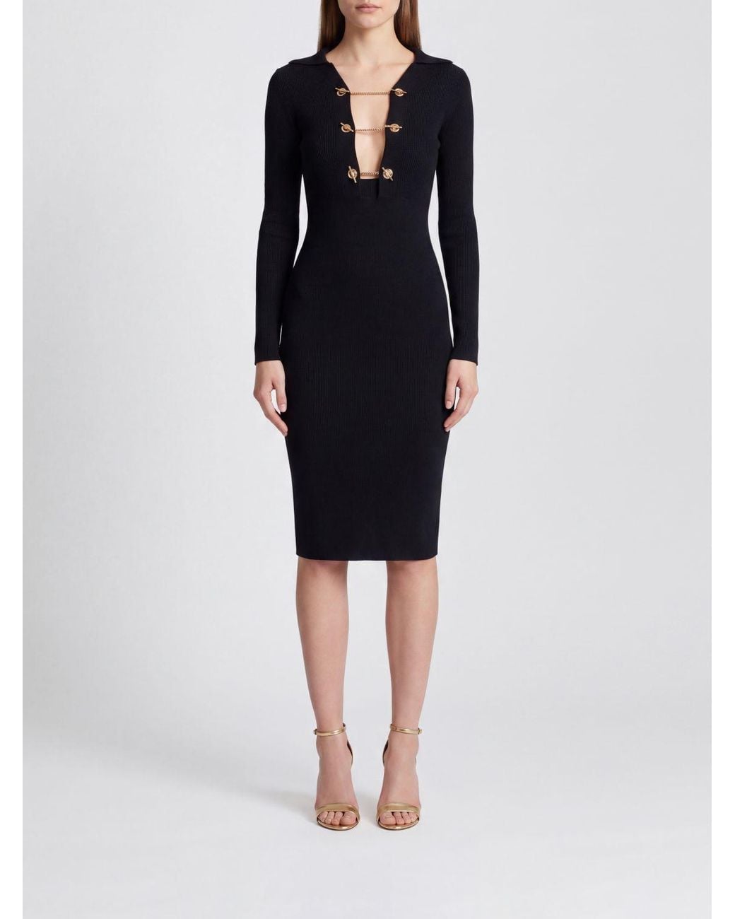 Elisabetta Franchi Black Slim-Fit Midi Sheath Dress