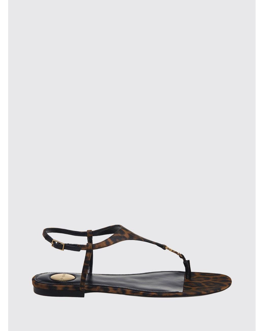 Saint Laurent Black Cassandra Animal Print Viscose Sandals