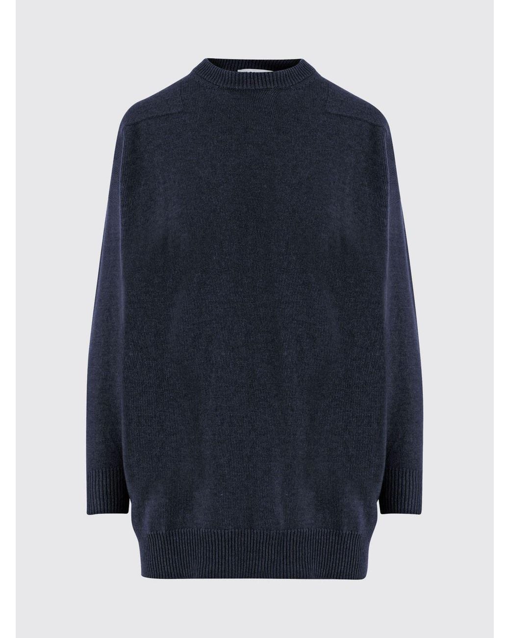 Jil Sander Blue Wool Blend Turtleneck Jumper With Long Sleeves And Ribbed Trims