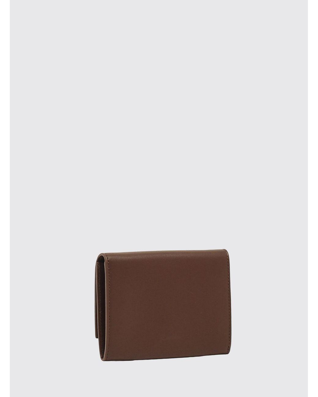 Orciani Brown Leather Bifold Wallet With Flap And Monogram Print