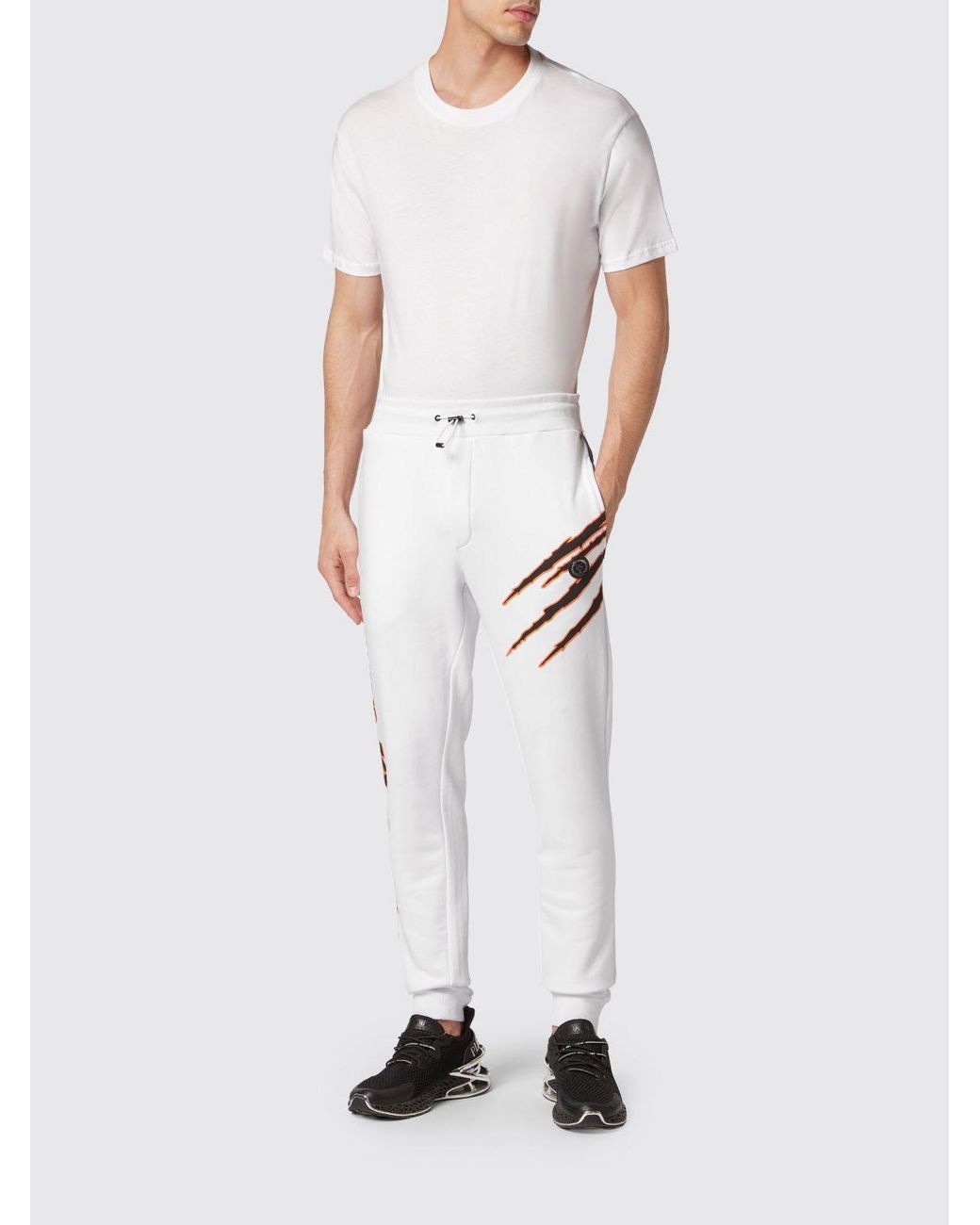 Philipp Plein White Jersey Jogging Trousers With Contrast Logo And Drawstring for men