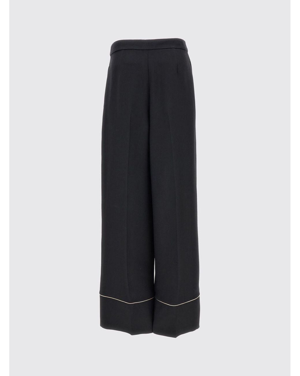 Fendi Black Wool Blend Palazzo Pants