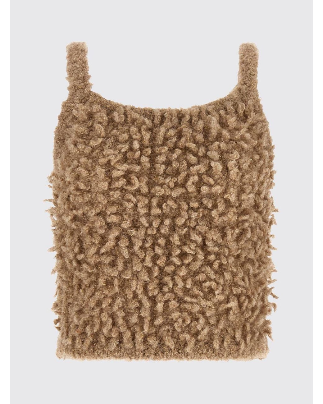 Peserico Brown Slim Fit Off-The-Shoulder Knit Top