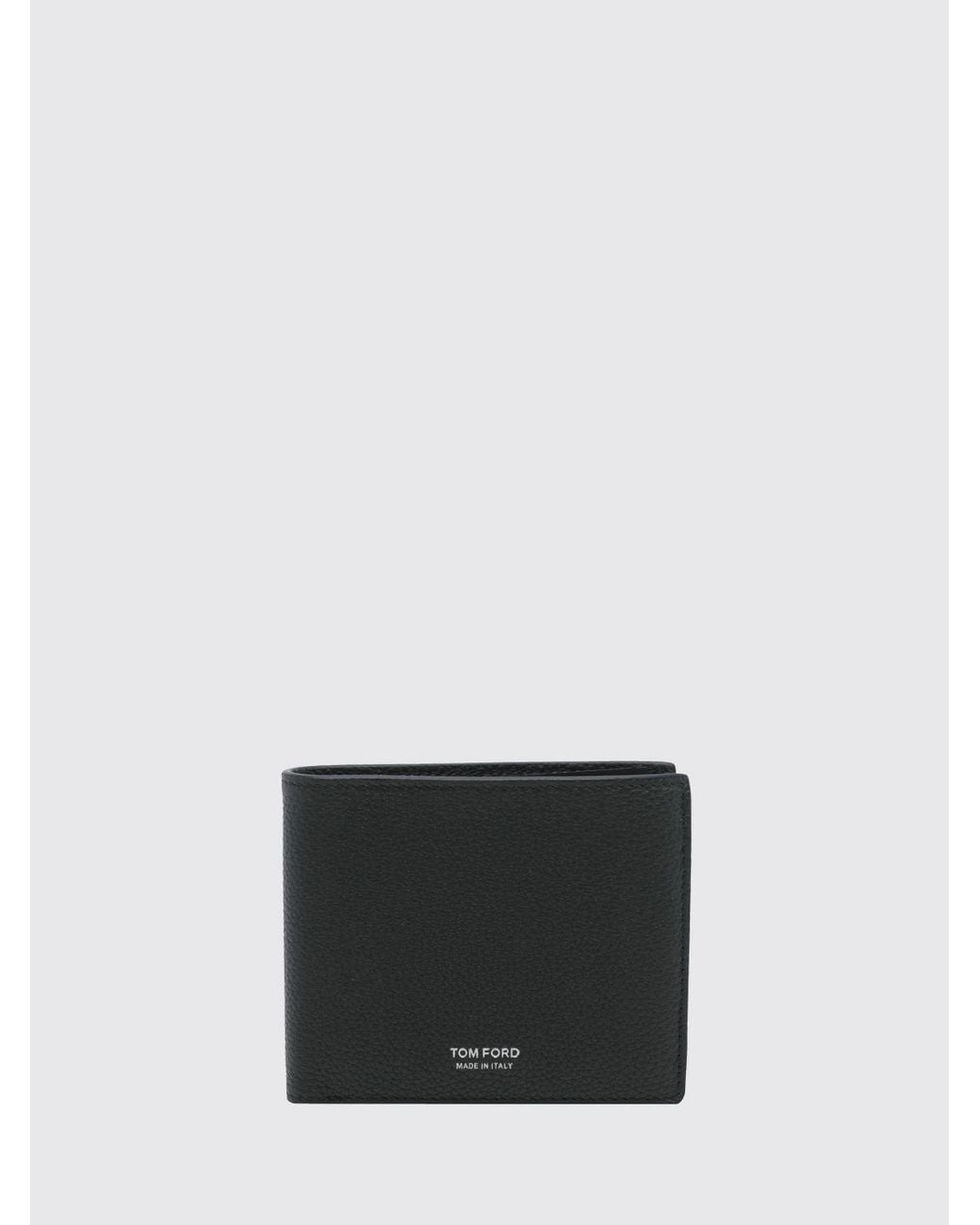 Tom Ford White Grained Calfskin Leather Bifold Wallet With Foil Logo for men
