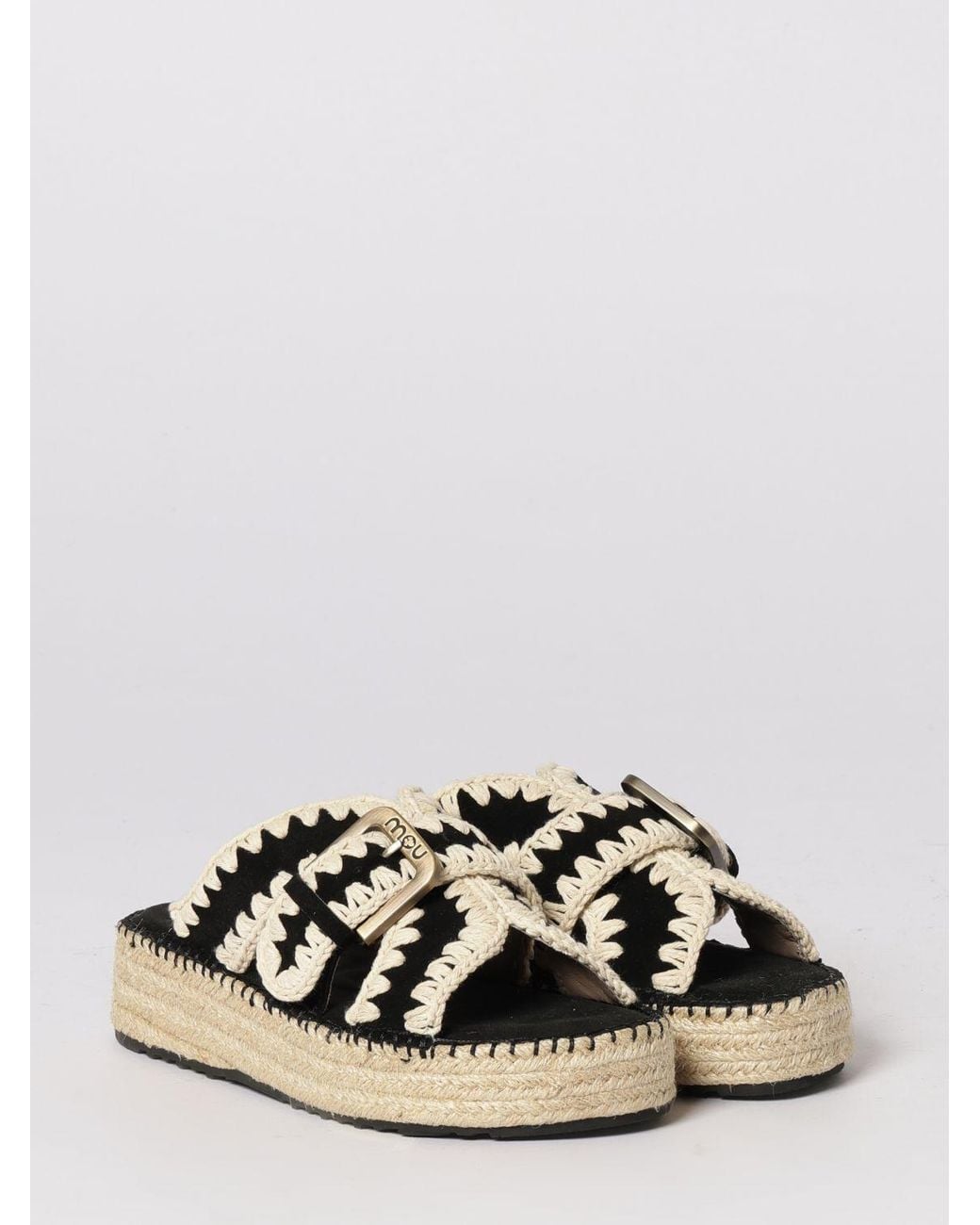 Mou Black Jute Suede Sandal