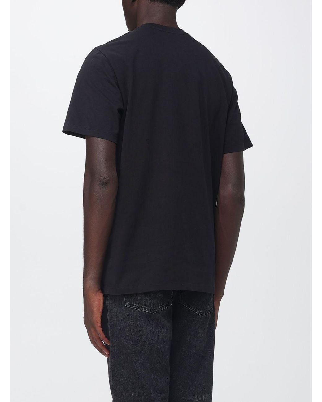 MSGM Blue Embroidered Logo Cotton Crew Neck T-Shirt for men