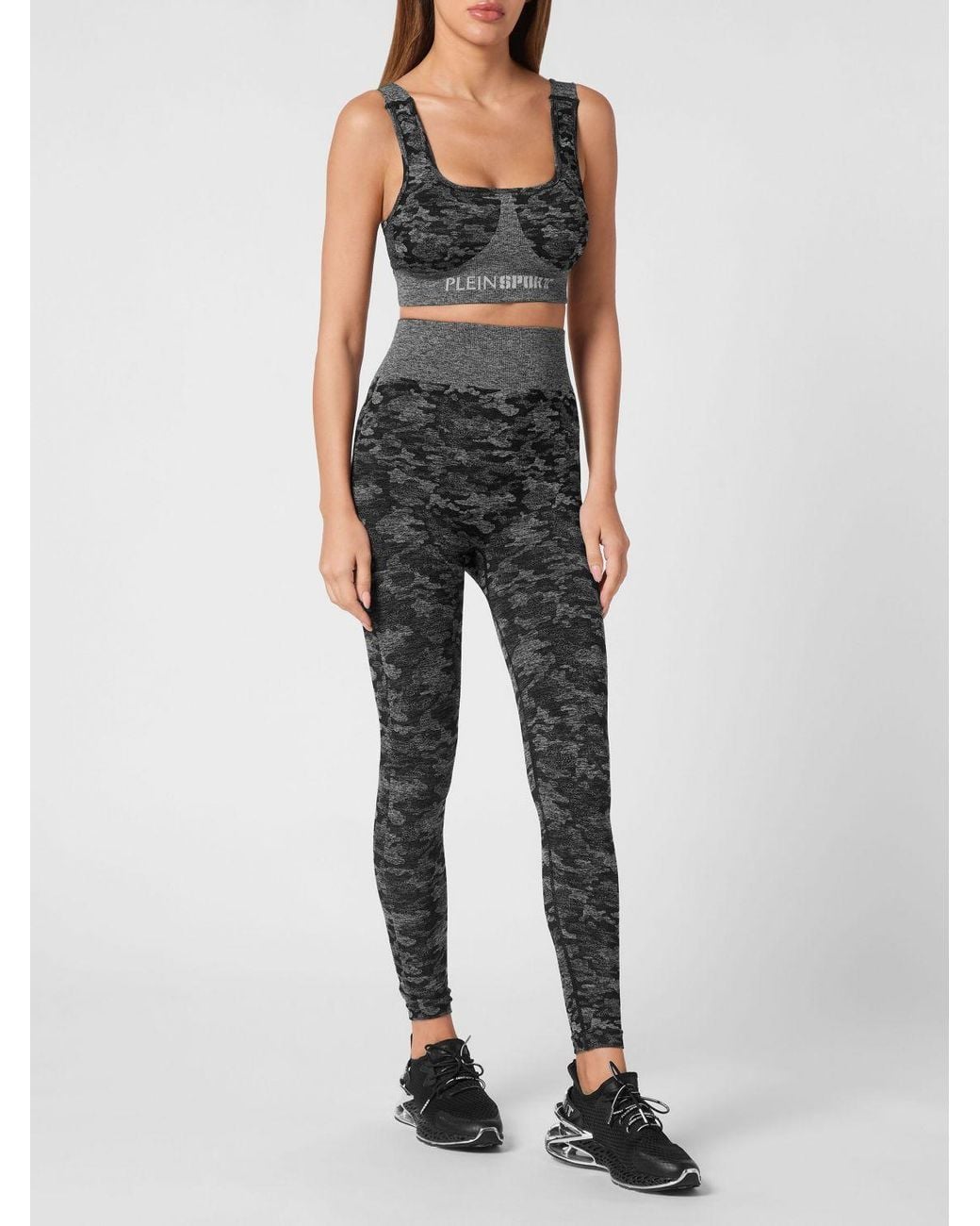 Philipp Plein Black High-Waisted Camouflage Print Leggings