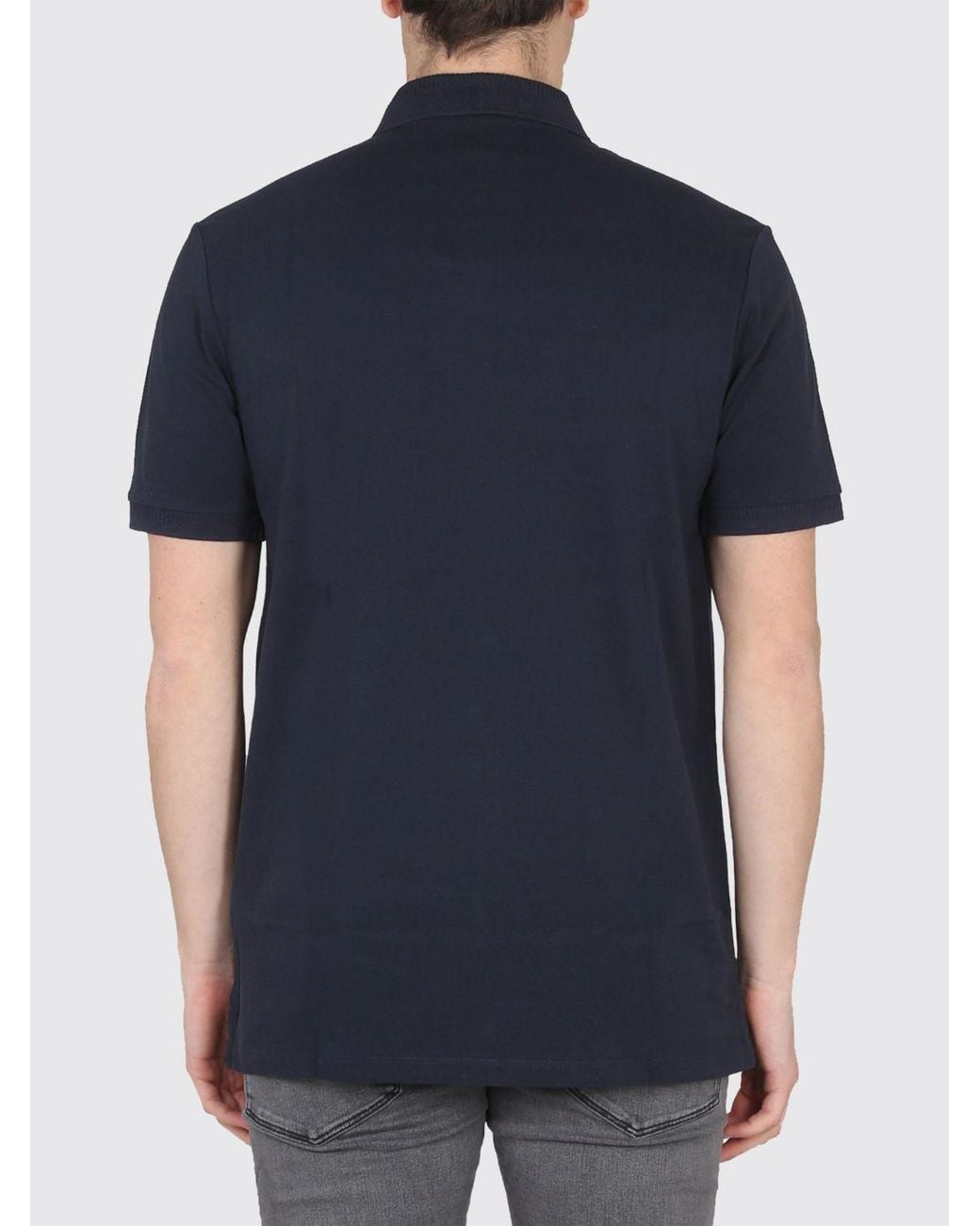 HUGO Blue Cotton Polo Shirt With Contrasting Logo And Three-Button Placket for men