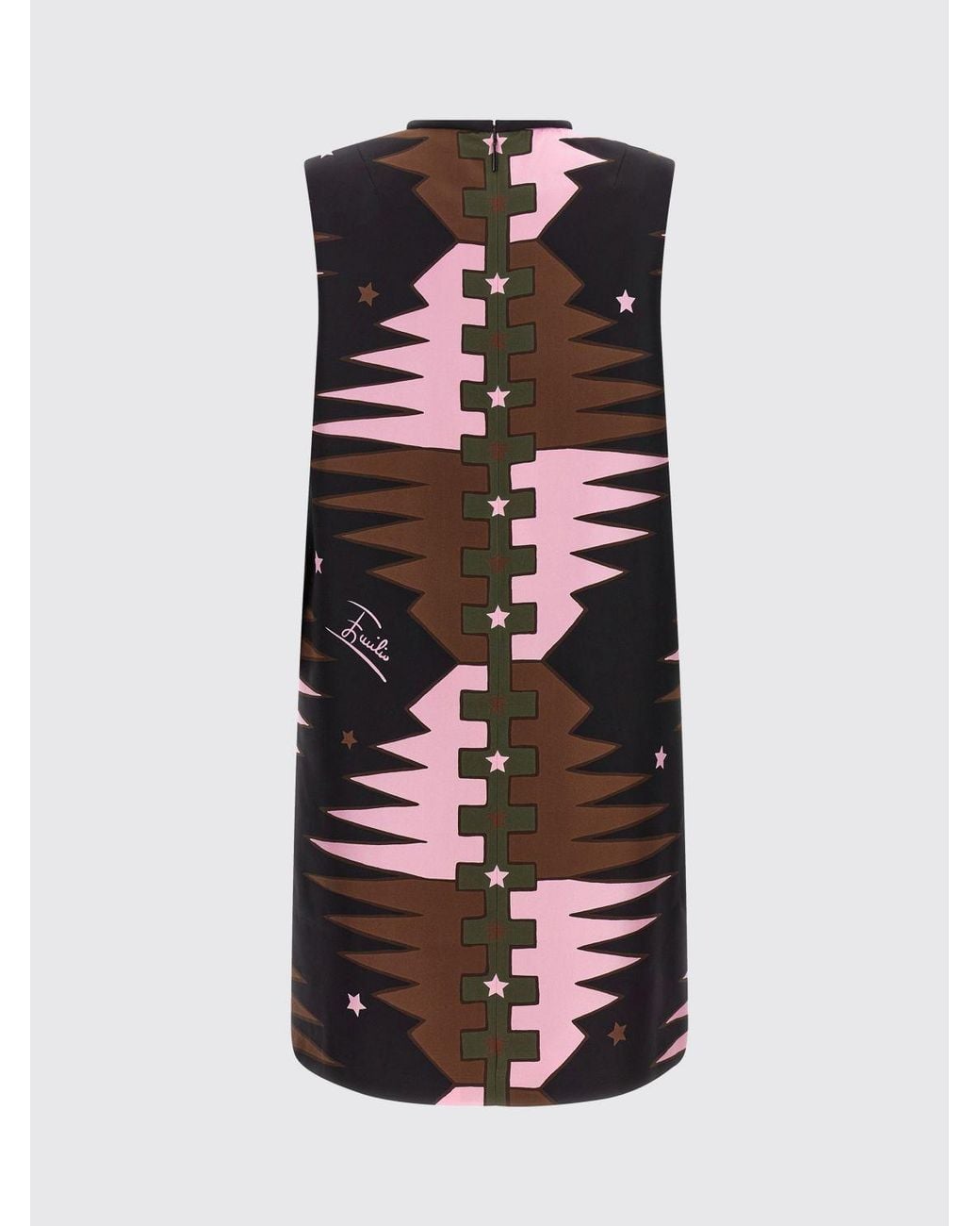 Emilio Pucci Red Sleeveless Silk Sheath Mini Dress With Geometric Print