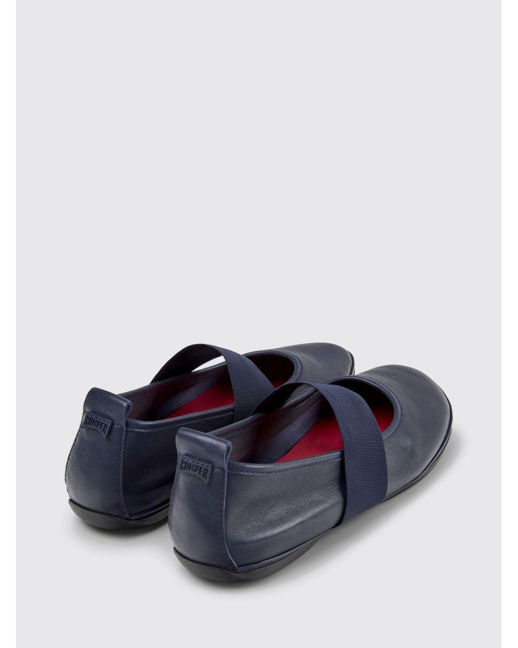 Camper Blue Right Nina Leather Mary Jane Ballet Pumps With Elastic Inserts