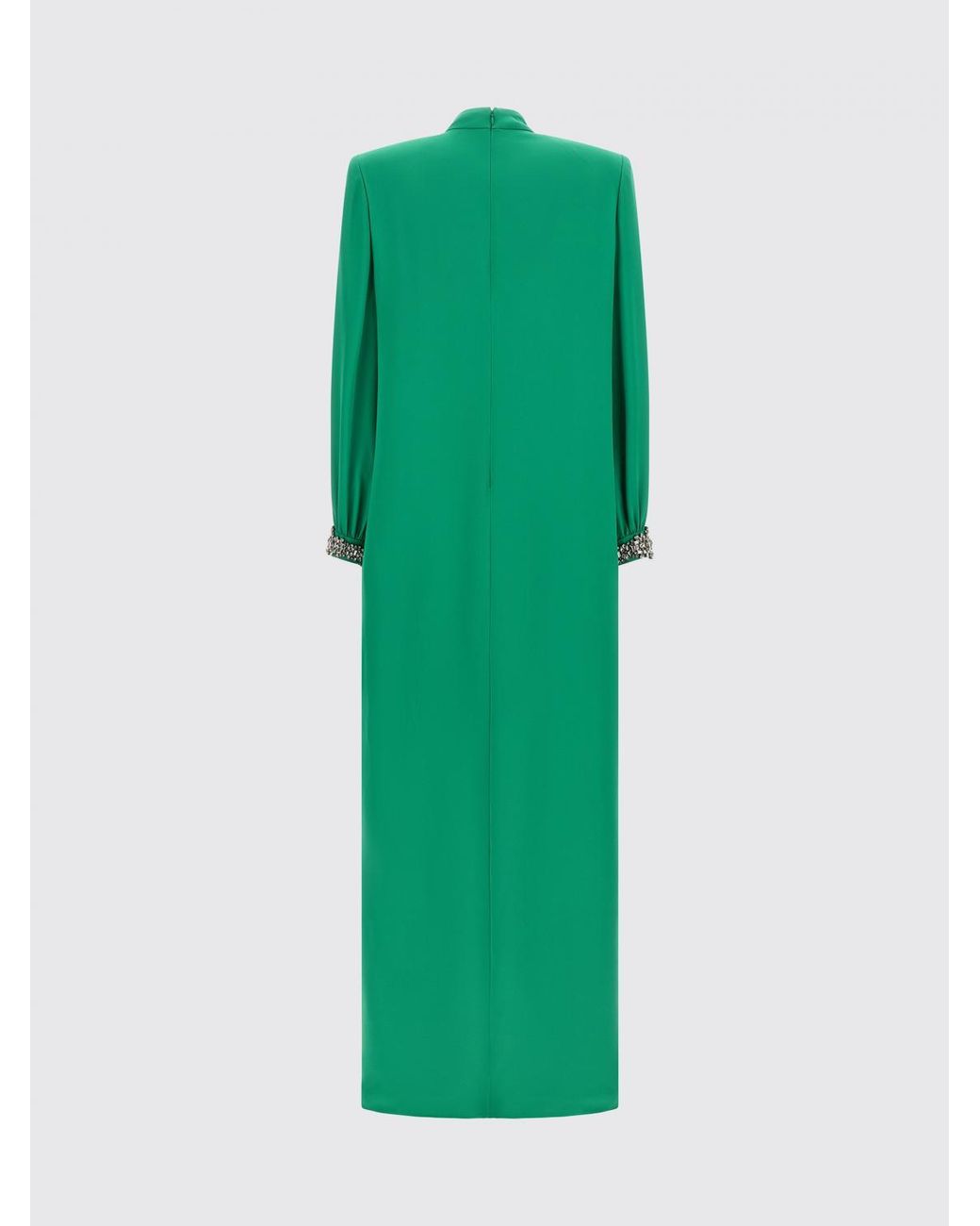 Valentino Garavani Green Jewelled-Cuff Silk Midi Tunic Dress