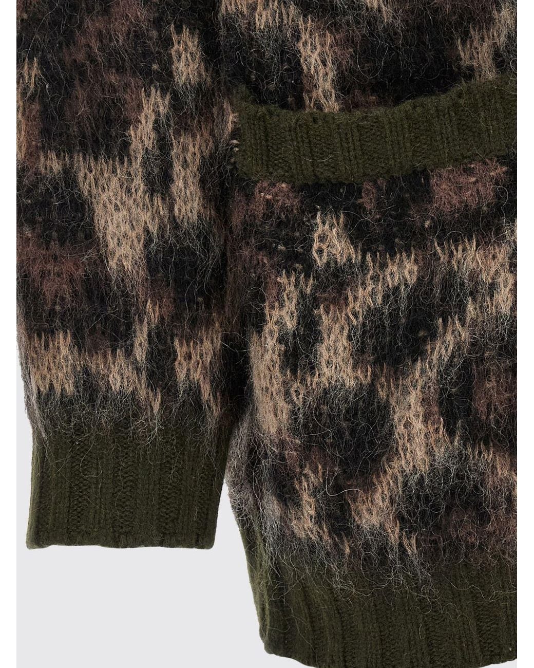 Cárdigan De Mezcla De Mohair Con Estampado Animal, Cuello De Pico Y Hombros Caídos R13 de color Black