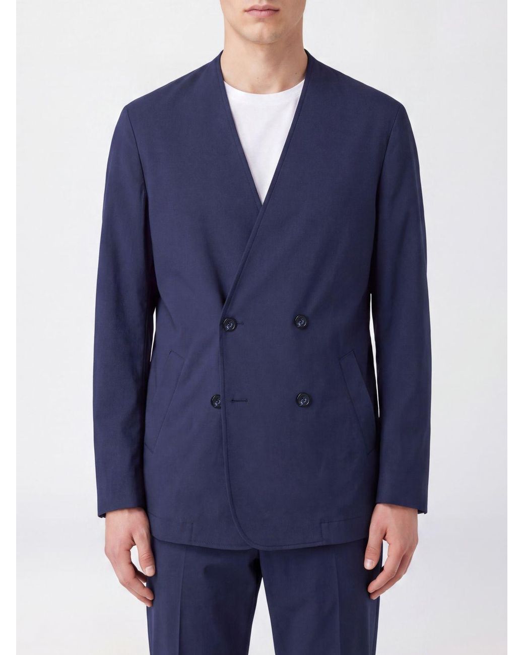 Emporio Armani Blue Double-Breasted Blazer for men