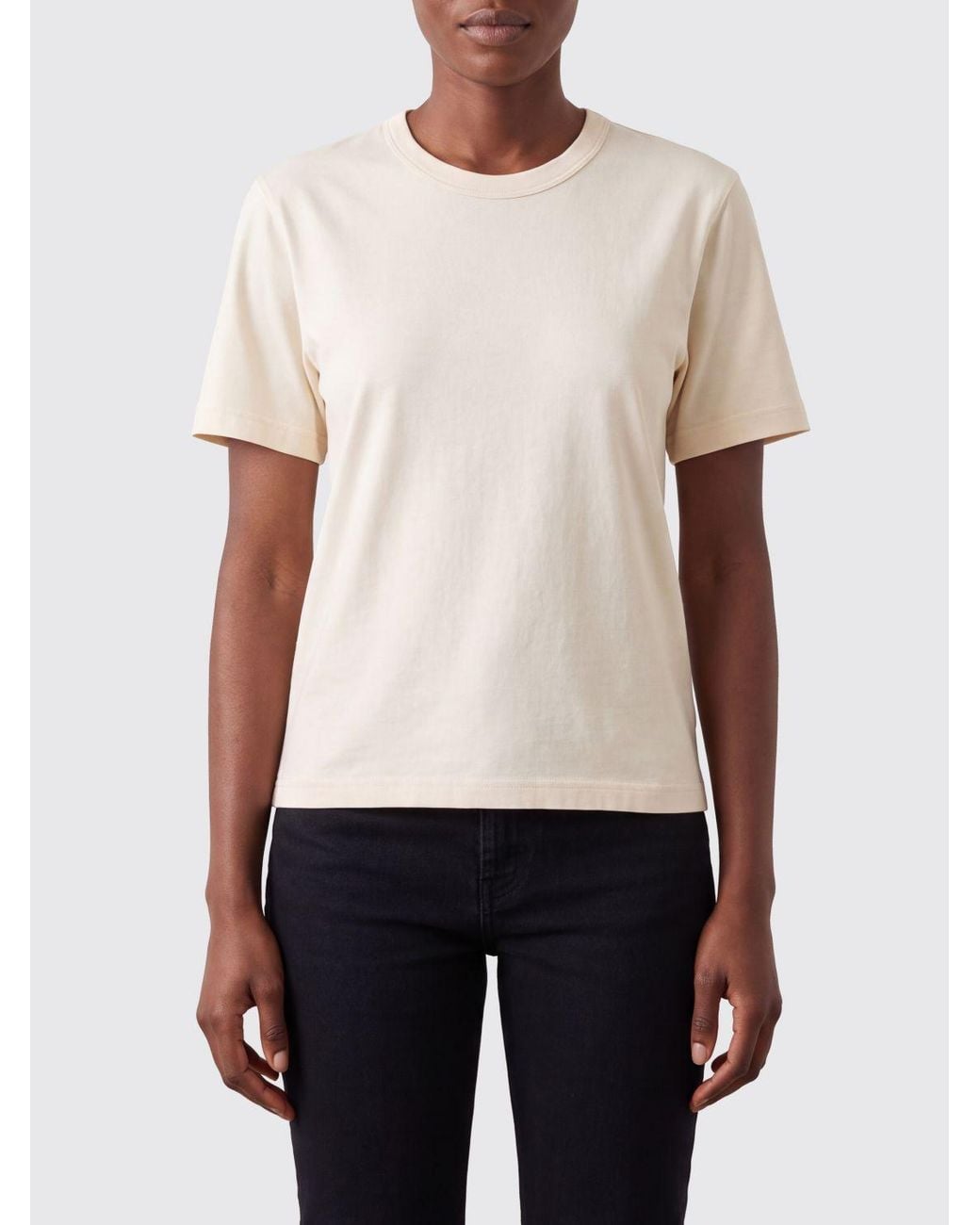 Lemaire White Cotton Short-Sleeved T-Shirt With Crew Neck And Straight Hem