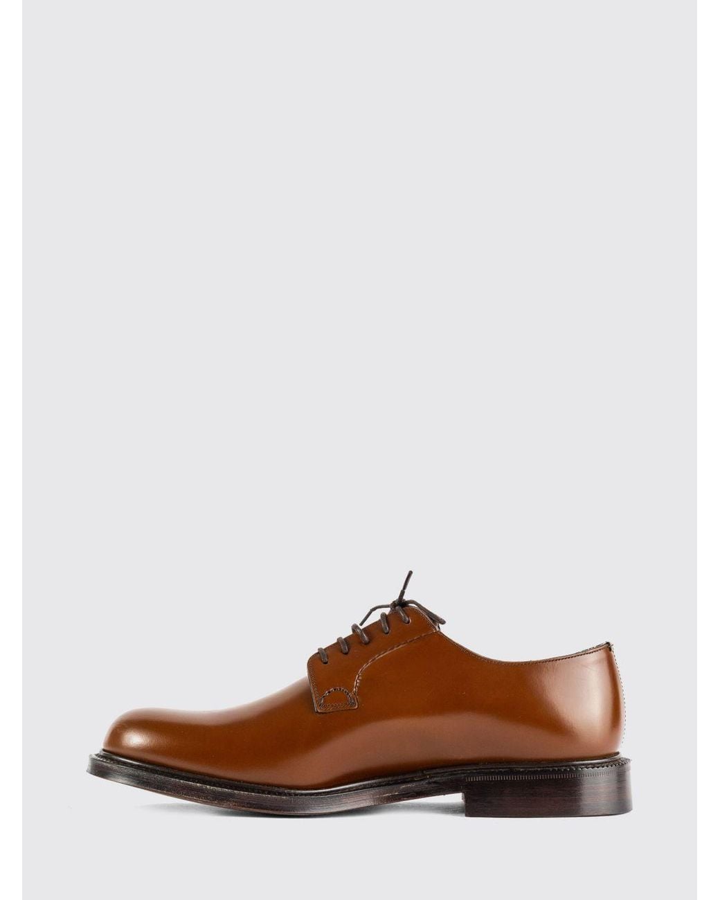 Church's Brown Shannon Smooth Calfskin Round-Toe Derby Lace-Up Shoes for men