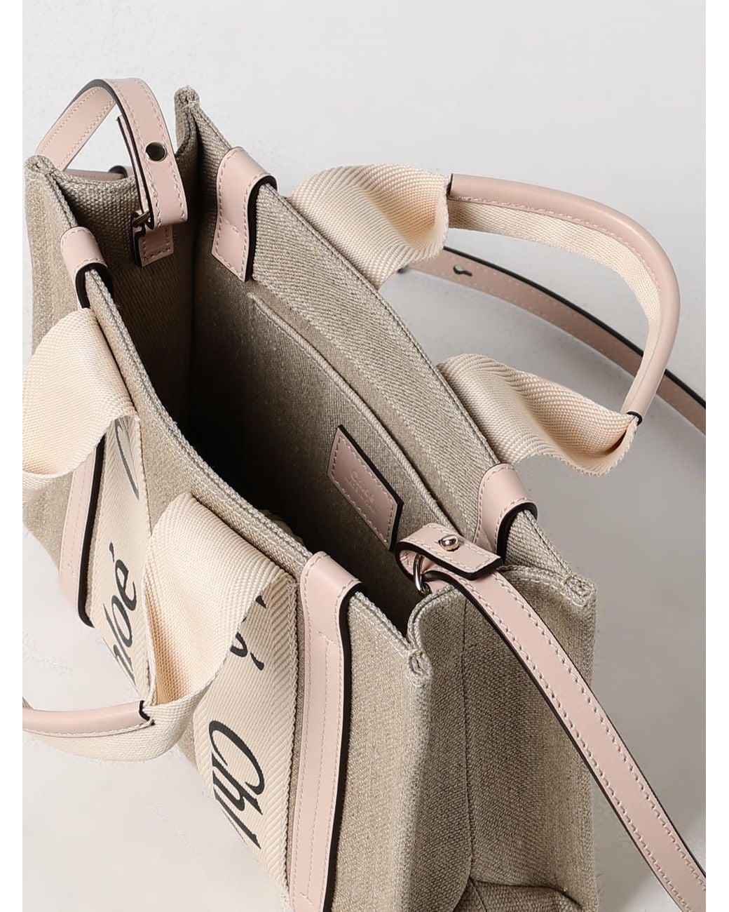 Chloé Natural ChloÉ Woody Tasche Aus Canvas Und Leder