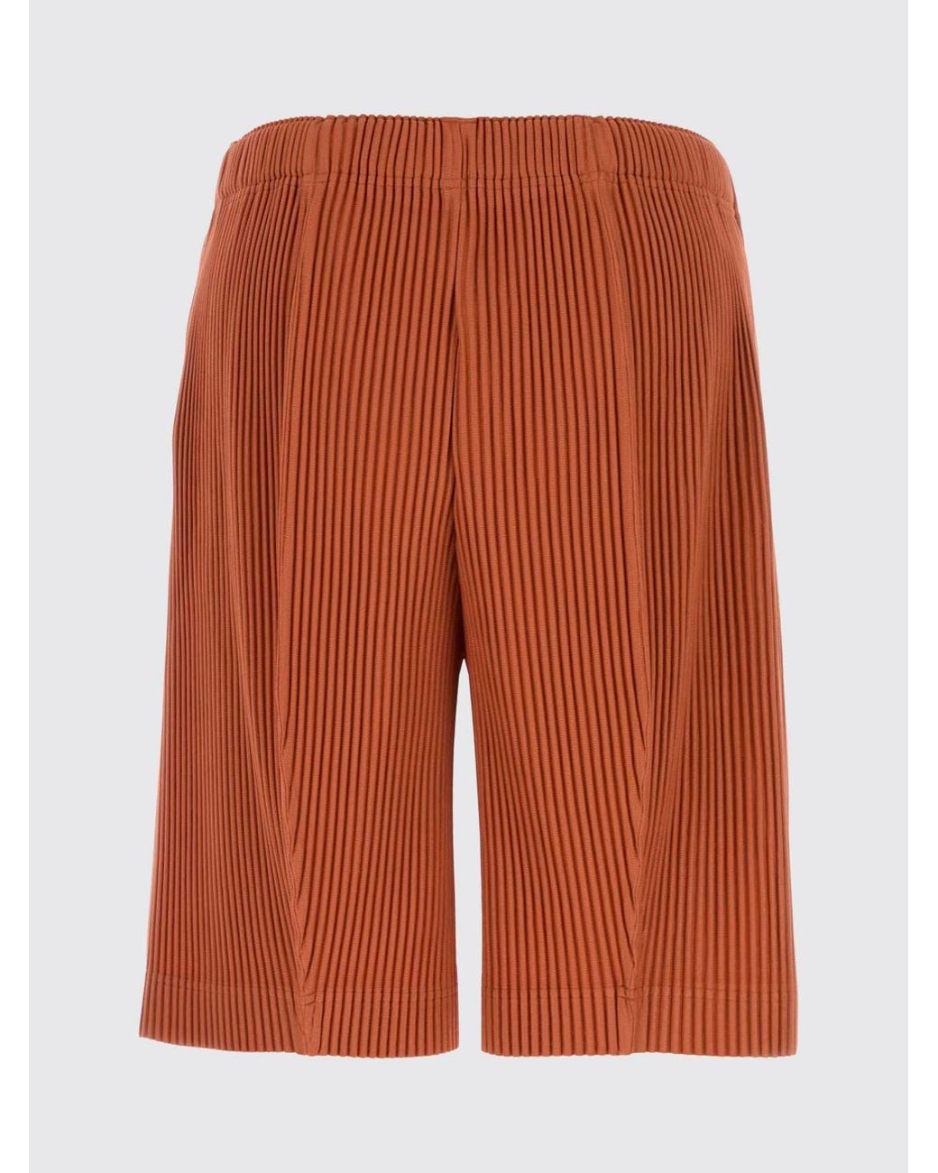 Homme Plissé Issey Miyake Red Pleated Crêpe Knee-Length Shorts Homme Plissé Issey Miyake for men