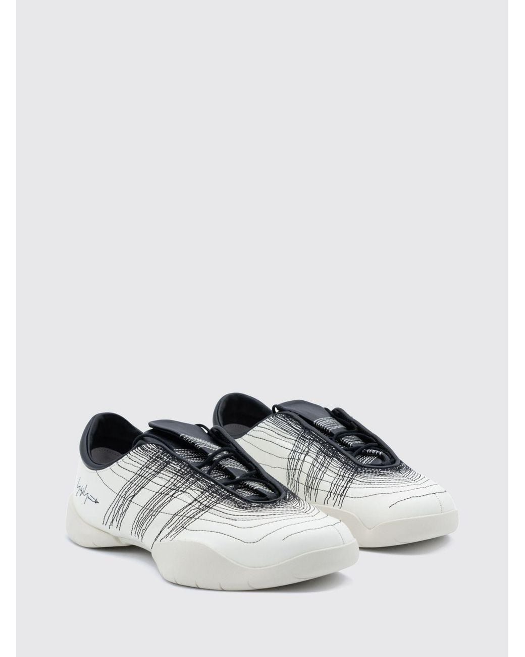Y-3 White Regu Low Top Leather Trainers With Embroidered Logo for men