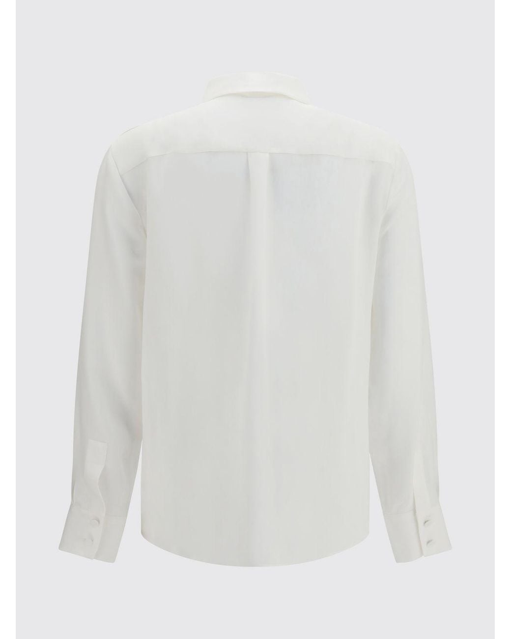 Lardini White Classic Pure Silk Shirt With French Collar And Concealed Placket