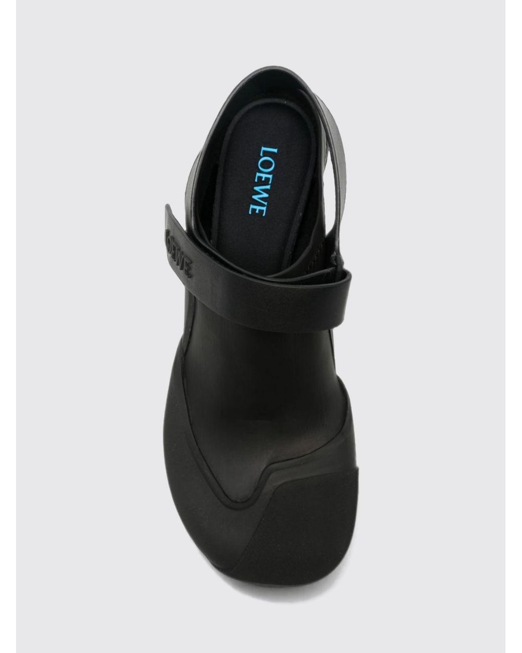 Loewe Black Dive Leather Slingback Pumps With A Low Curved Heel And Velcro Strap