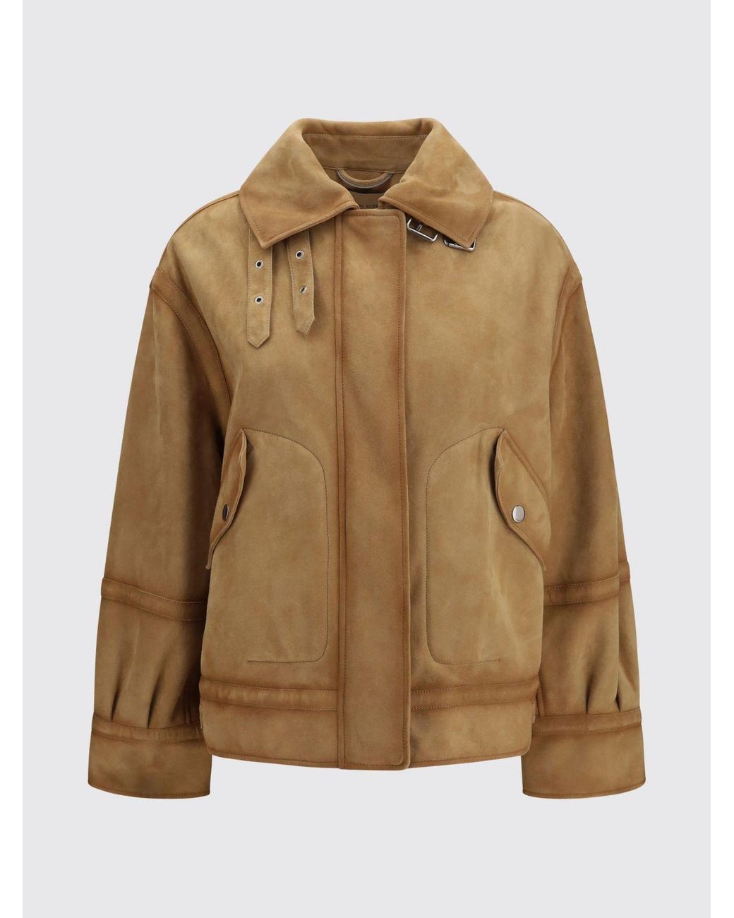 Ermanno Scervino Brown Short Suede Jacket With Classic Collar