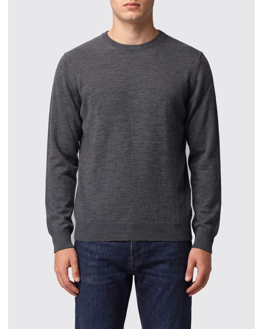 Fedeli Gray Crew-Neck Jumper for men