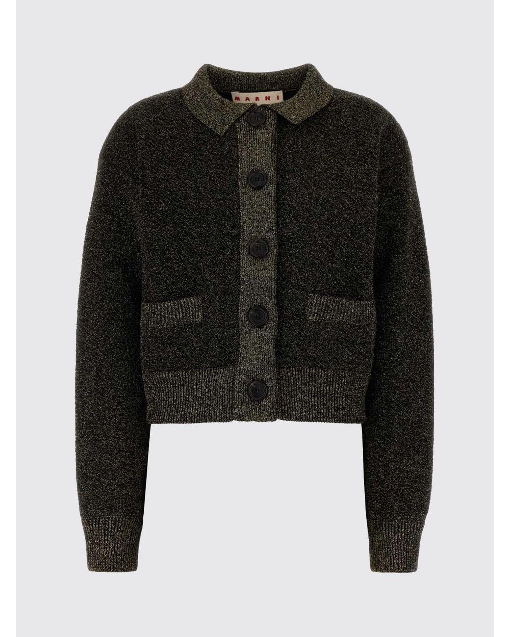 Marni Black Long-Sleeved Wool-Blend Polo-Style Cardigan